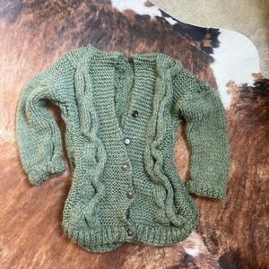 Oversize green handmade knitted